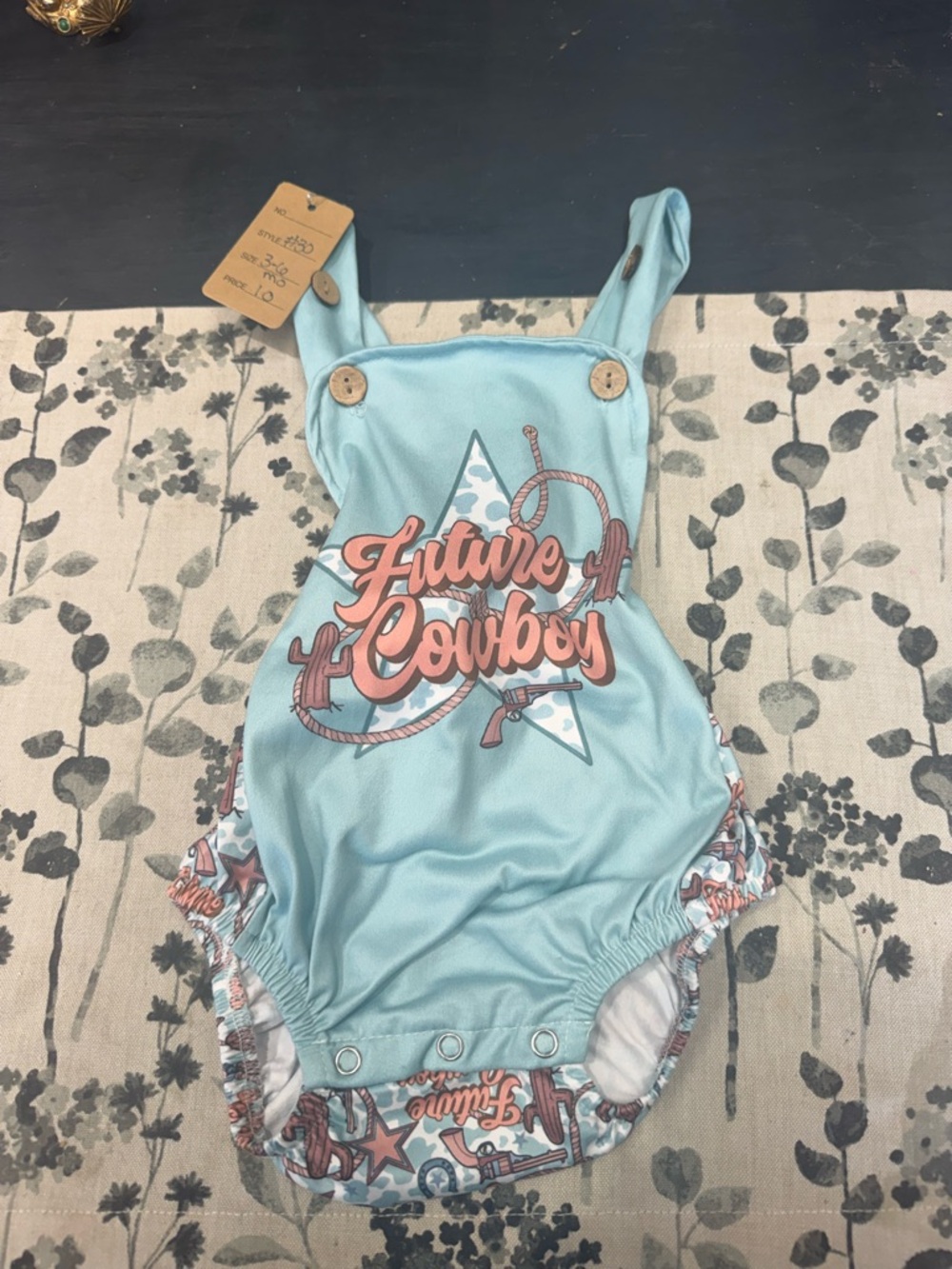 Future Cowboy Blue Baby Romper
